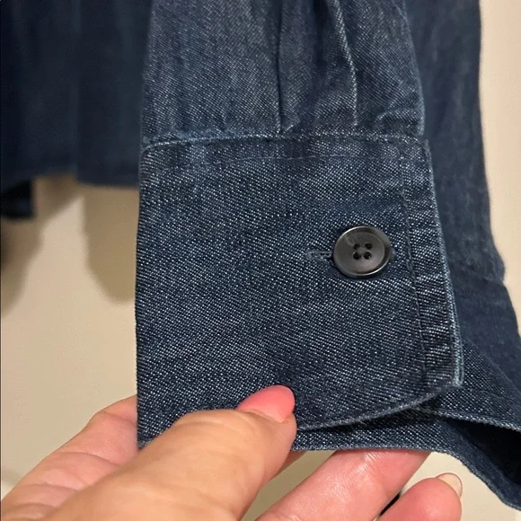 LOFT Navy Denim Button-Up - Picture 4 of 6